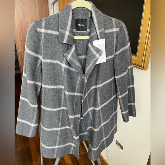 Theory Clairene Gray Window Pane Jacket, P/XS, NWT - Picture 4 of 4